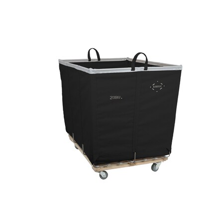 Steele Canvas Basket 20 BU Permanent Truck Black Vinyl w/Grey Vinyl - 5in Casters 2 Swivel 2 Rigid 9320VBLKVGRYW5